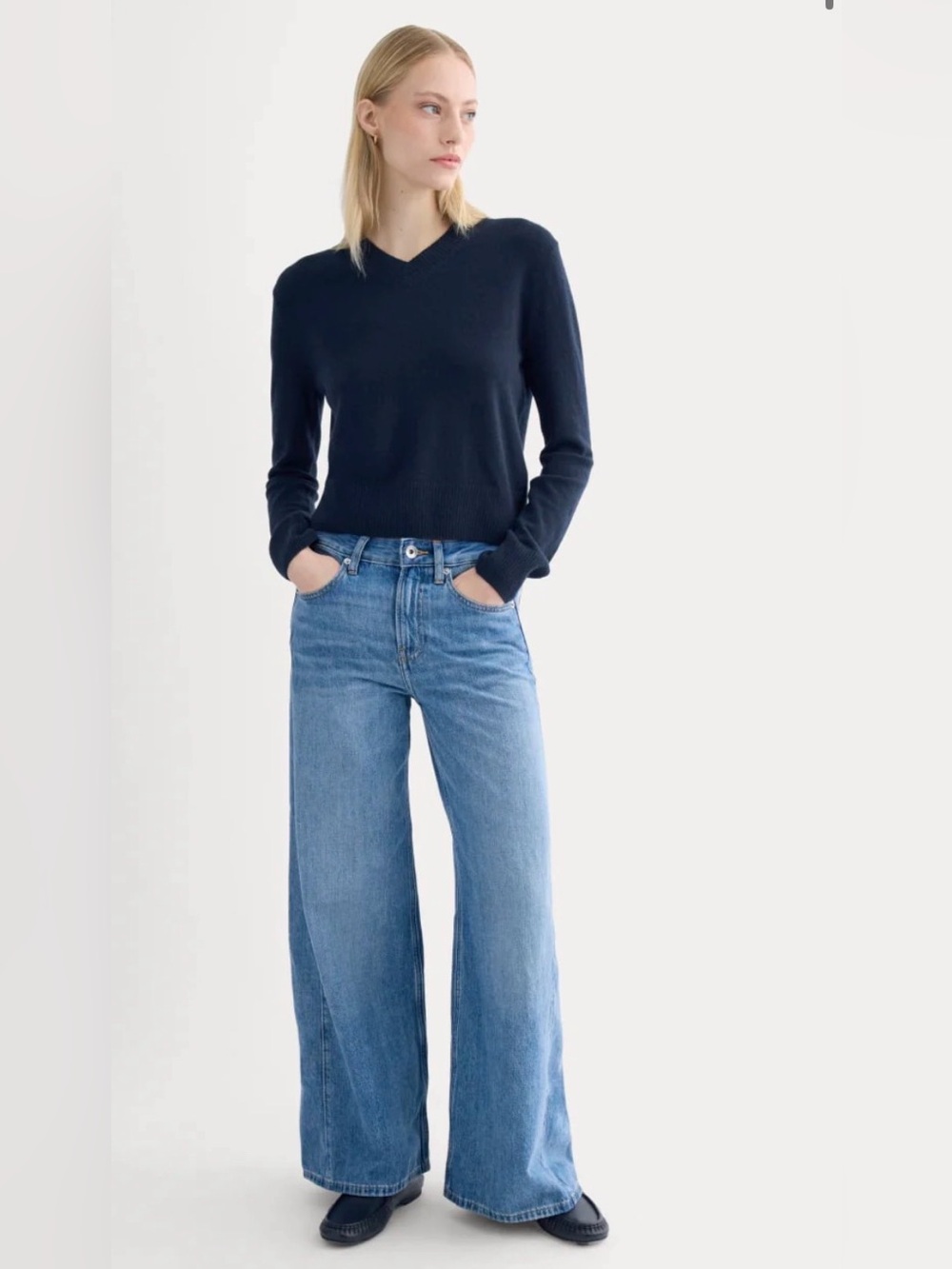 New Everlane PANELED WIDE-LEG JEAN Size 29